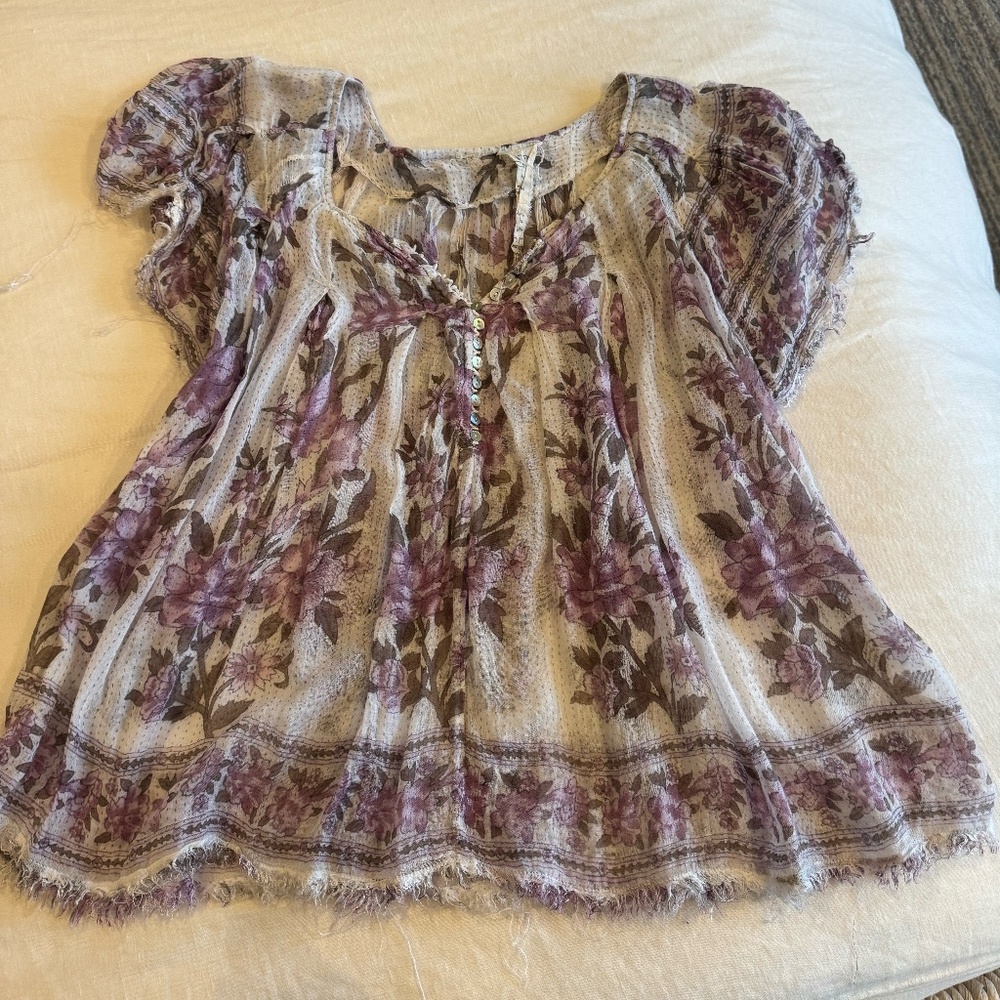 Free People floral print flowy top